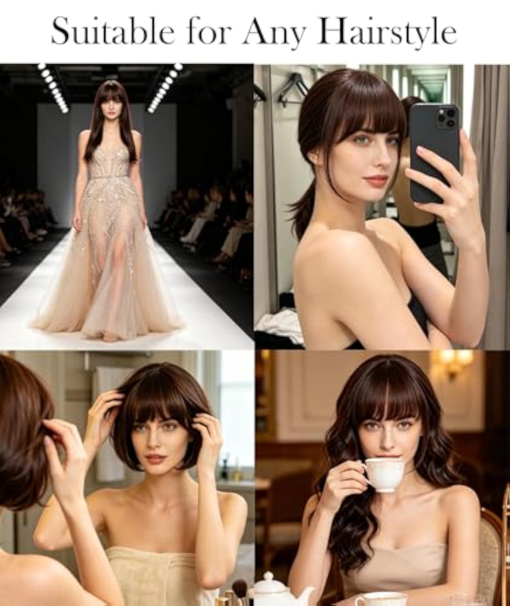 Front Hair Extensions for Women, Bangs Hair Extensions